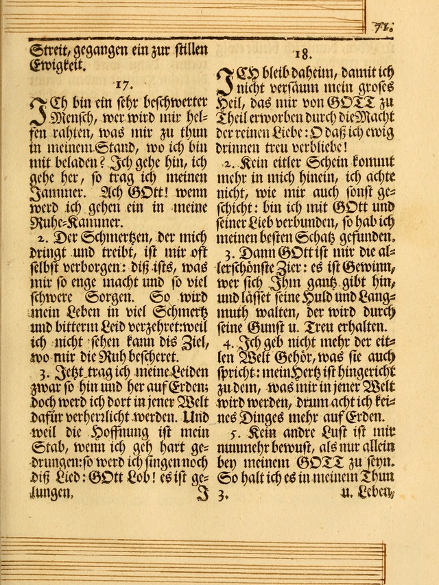 Das Gesäng Der einsamen und verlassenen Turtel-Taube, Nemlich der Christlichen Kirche: oder geistliche u. erfahrungs-volle liedens u. libes-gethöne, als darinnen bendes die volrkost der neuen welt... page 71