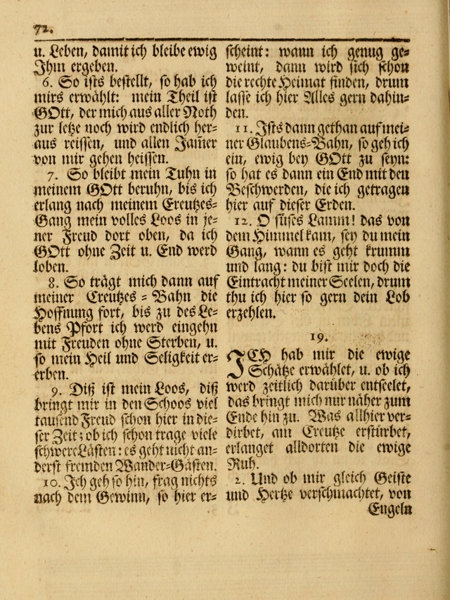 Das Gesäng Der einsamen und verlassenen Turtel-Taube, Nemlich der Christlichen Kirche: oder geistliche u. erfahrungs-volle liedens u. libes-gethöne, als darinnen bendes die volrkost der neuen welt... page 72