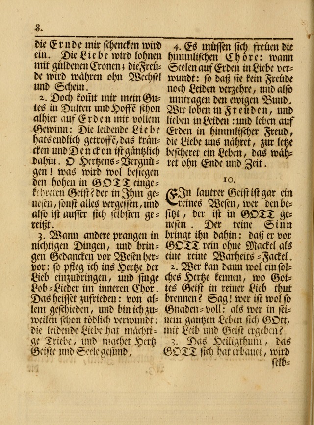 Das Gesäng Der einsamen und verlassenen Turtel-Taube, Nemlich der Christlichen Kirche: oder geistliche u. erfahrungs-volle liedens u. libes-gethöne, als darinnen bendes die volrkost der neuen welt... page 8