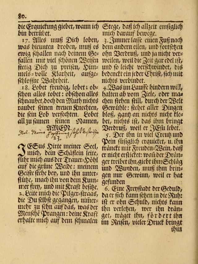 Das Gesäng Der einsamen und verlassenen Turtel-Taube, Nemlich der Christlichen Kirche: oder geistliche u. erfahrungs-volle liedens u. libes-gethöne, als darinnen bendes die volrkost der neuen welt... page 80