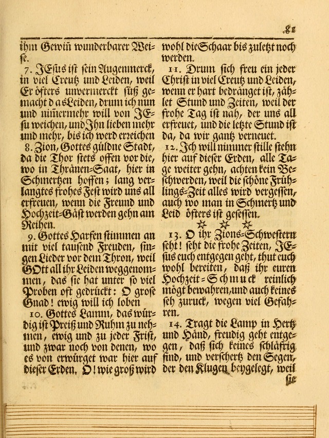 Das Gesäng Der einsamen und verlassenen Turtel-Taube, Nemlich der Christlichen Kirche: oder geistliche u. erfahrungs-volle liedens u. libes-gethöne, als darinnen bendes die volrkost der neuen welt... page 81