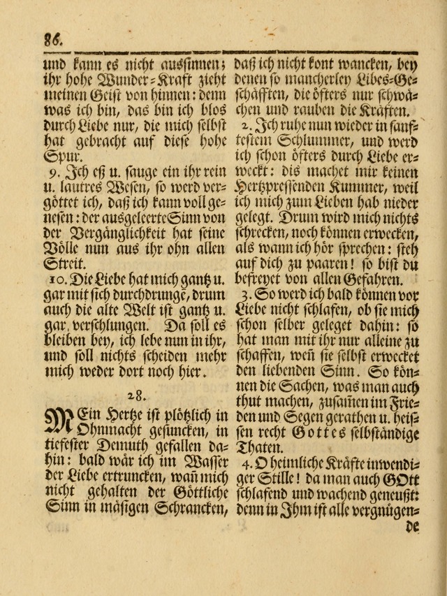 Das Gesäng Der einsamen und verlassenen Turtel-Taube, Nemlich der Christlichen Kirche: oder geistliche u. erfahrungs-volle liedens u. libes-gethöne, als darinnen bendes die volrkost der neuen welt... page 86