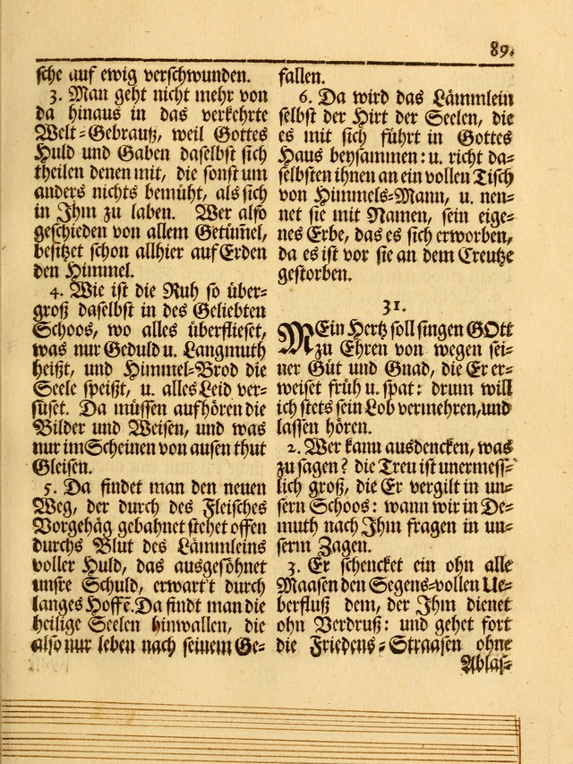 Das Gesäng Der einsamen und verlassenen Turtel-Taube, Nemlich der Christlichen Kirche: oder geistliche u. erfahrungs-volle liedens u. libes-gethöne, als darinnen bendes die volrkost der neuen welt... page 89