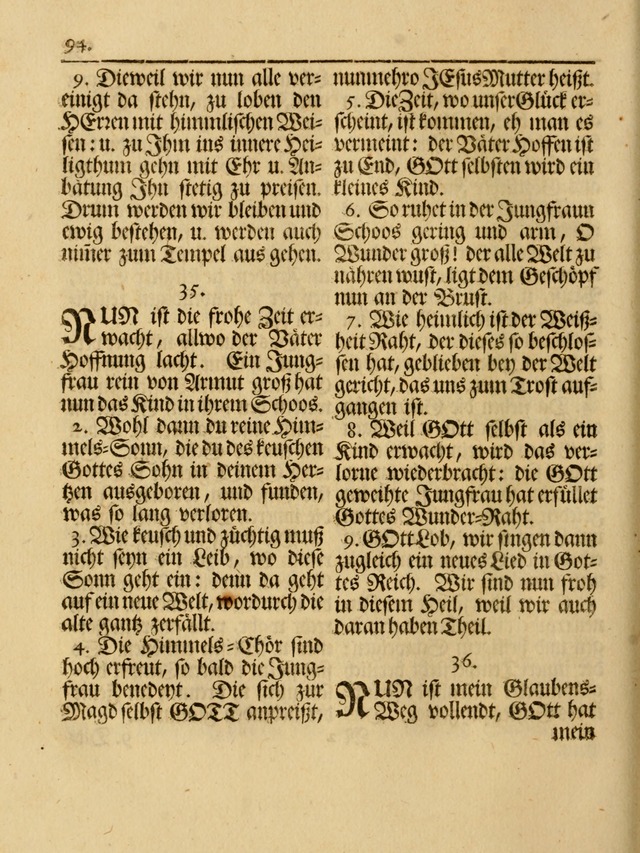 Das Gesäng Der einsamen und verlassenen Turtel-Taube, Nemlich der Christlichen Kirche: oder geistliche u. erfahrungs-volle liedens u. libes-gethöne, als darinnen bendes die volrkost der neuen welt... page 94