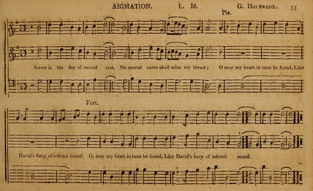 The Delights of Harmony; or, Norfolk Compiler: being a new collection of psalm tunes, hymns and anthems with a variety of set pieces, from the most approved American and European authors... page 55