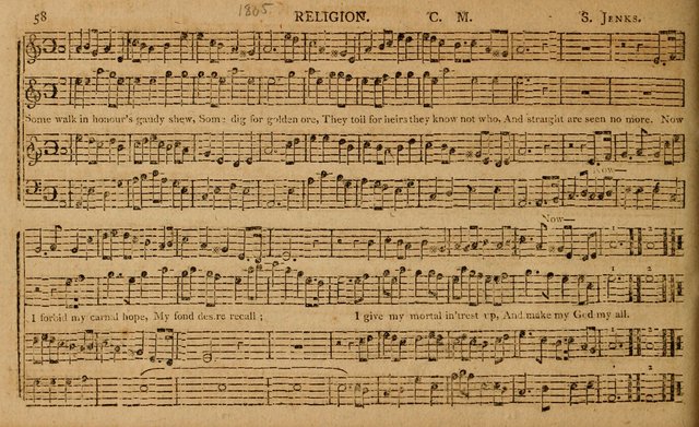 The Delights of Harmony; or, Norfolk Compiler: being a new collection of psalm tunes, hymns and anthems with a variety of set pieces, from the most approved American and European authors... page 58