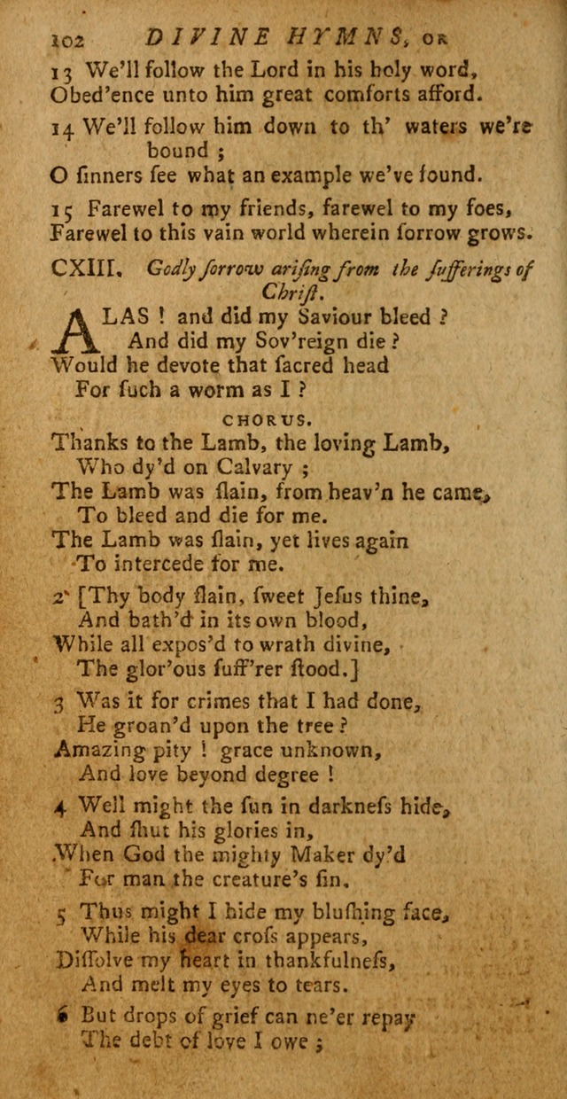 Divine Hymns, or Spiritual Songs: for the use of religious assemblies and private Christians (Latest and largest ed.) page 98
