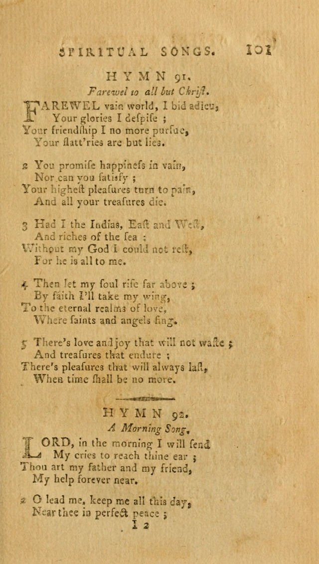 Divine Hymns, or Spiritual Songs: for the Use of Religious Assemblies and Private Christians (7th Ed. Rev.) page 108