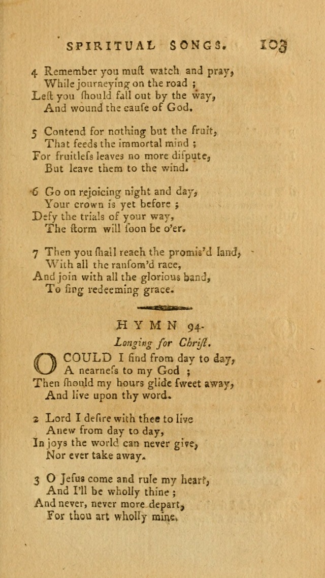 Divine Hymns, or Spiritual Songs: for the Use of Religious Assemblies and Private Christians (7th Ed. Rev.) page 110