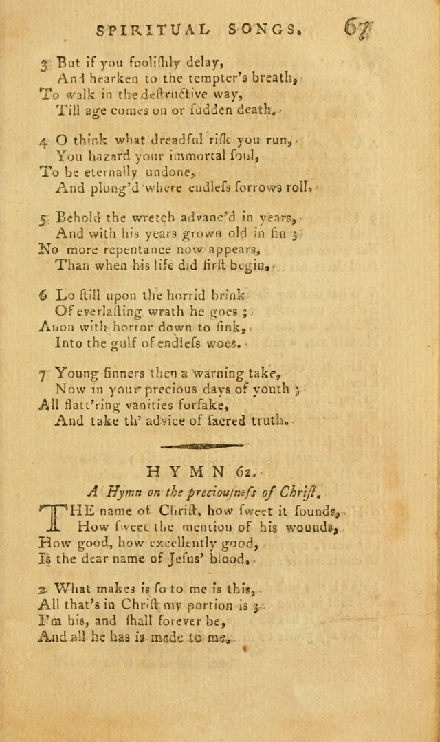 Divine Hymns, or Spiritual Songs: for the Use of Religious Assemblies and Private Christians (7th Ed. Rev.) page 74