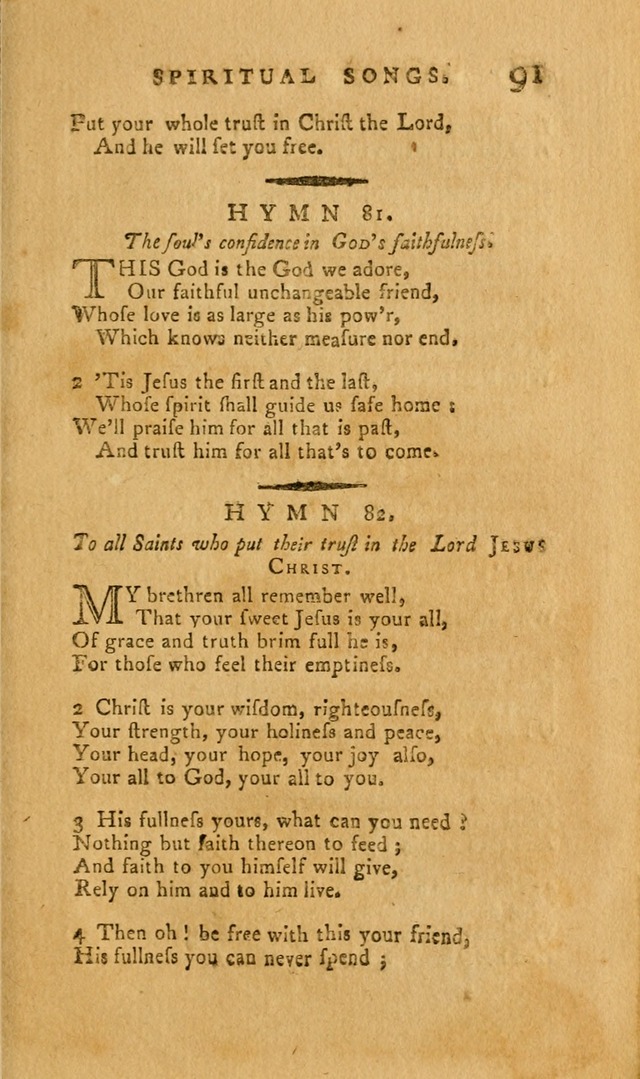 Divine Hymns, or Spiritual Songs: for the Use of Religious Assemblies and Private Christians (7th Ed. Rev.) page 98