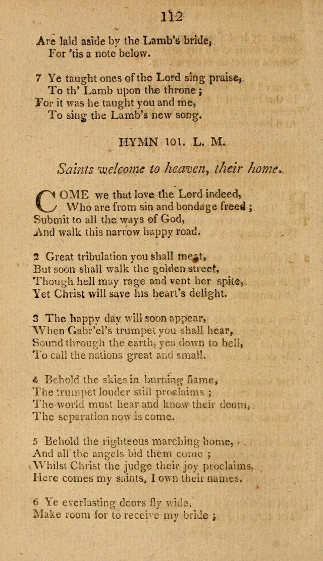 Divine Hymns, or Spiritual Songs: for the use of religious assemblies and private Christians: being formerly a collection (12th ed.) page 112