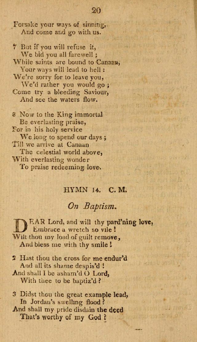 Divine Hymns, or Spiritual Songs: for the use of religious assemblies and private Christians: being formerly a collection (12th ed.) page 20