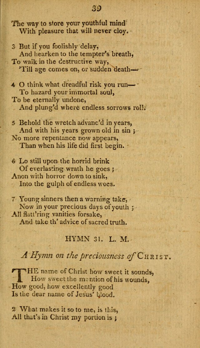 Divine Hymns, or Spiritual Songs: for the use of religious assemblies and private Christians: being formerly a collection (12th ed.) page 39