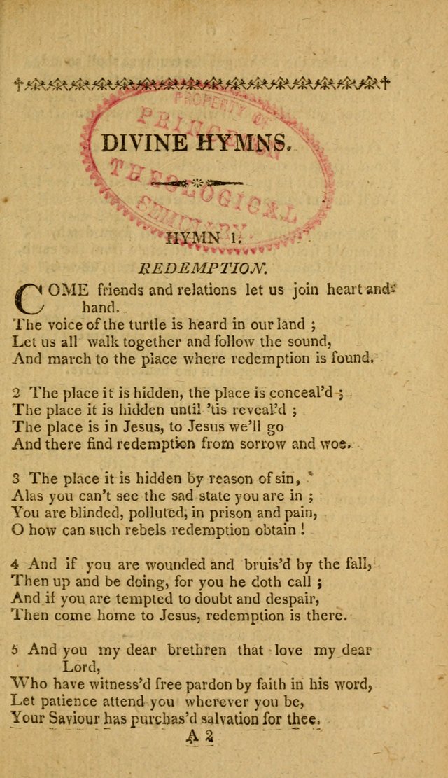Divine Hymns, or Spiritual Songs: for the use of religious assemblies and private Christians: being formerly a collection (12th ed.) page 5