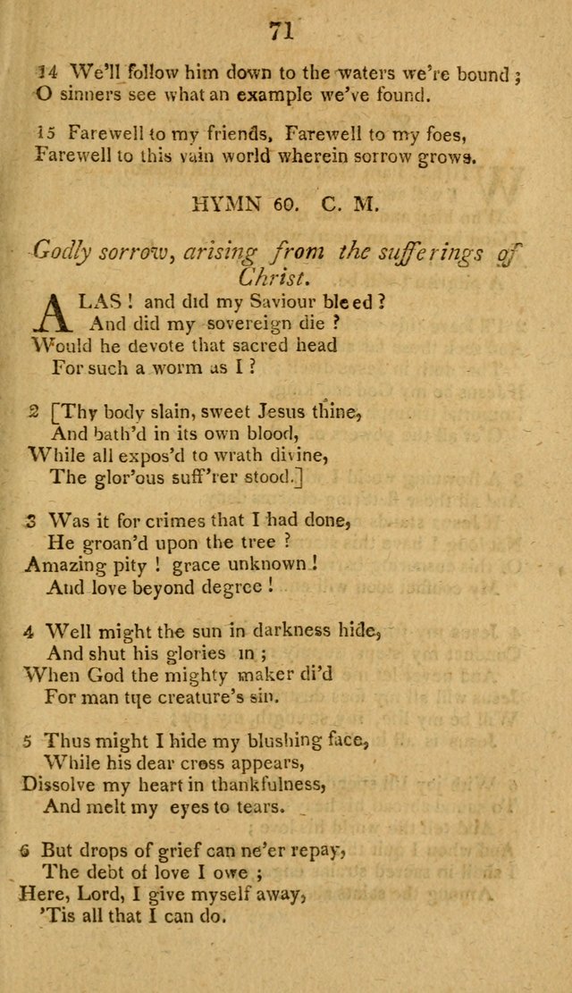 Divine Hymns, or Spiritual Songs: for the use of religious assemblies and private Christians: being formerly a collection (12th ed.) page 71