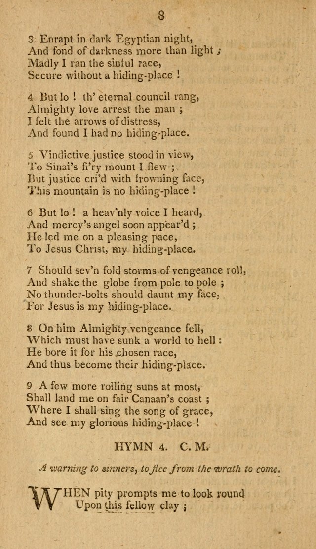 Divine Hymns, or Spiritual Songs: for the use of religious assemblies and private Christians: being formerly a collection (12th ed.) page 8