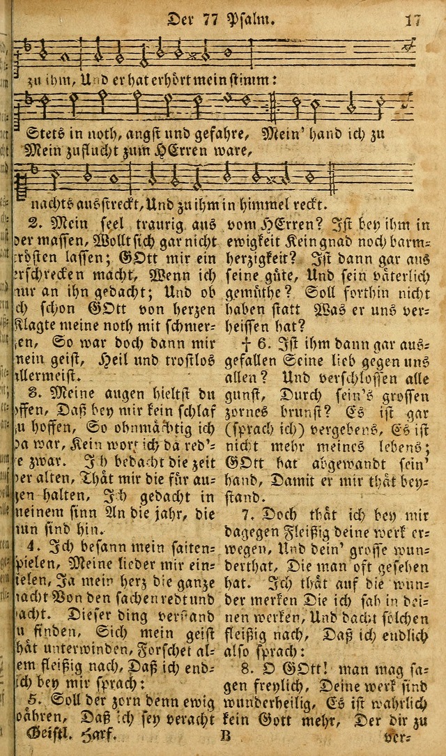 Die Kleine Geistliche Harfe der Kinder Zions: oder auserlesene Geistreiche Gesänge, allen wahren heilsbergierigen Säuglingen der Weisheit, insonderheit aber allen Christlichen Gemeinden des Herrn... page 17