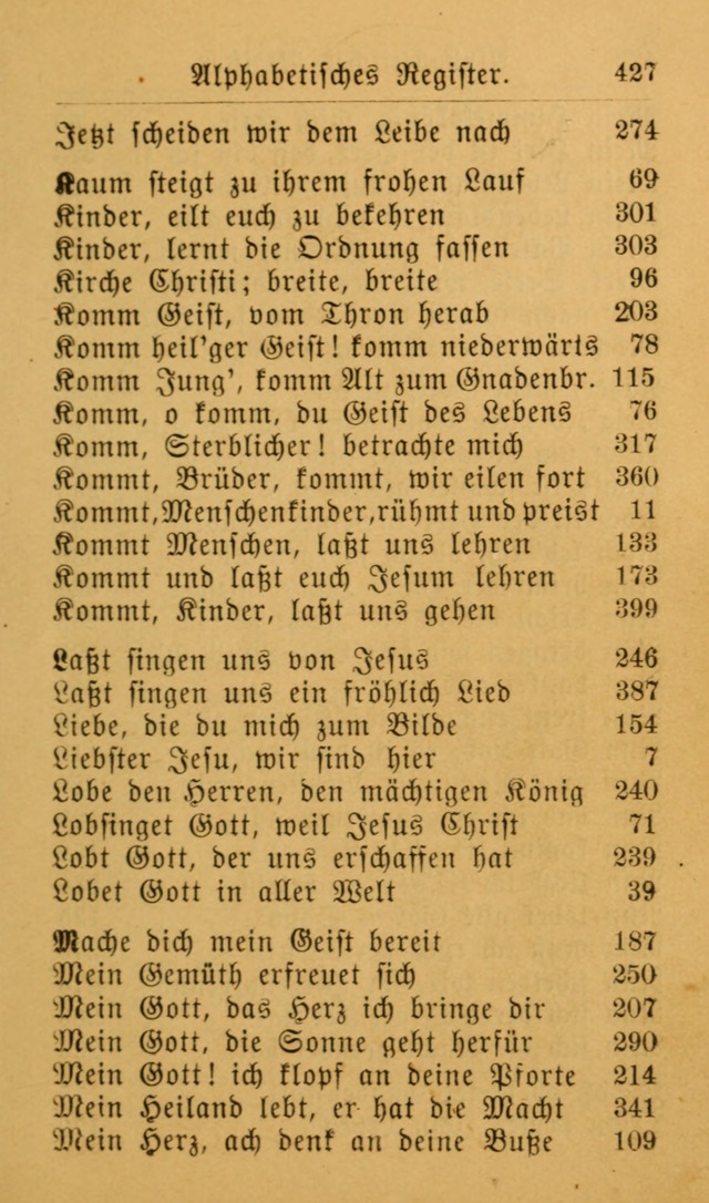 Die allgemeine Lieder-Sammlung zum privat und öffentlichen Gottes-Dienst: mit fleiß zusammengetragen (2nd Aufl.) page 427