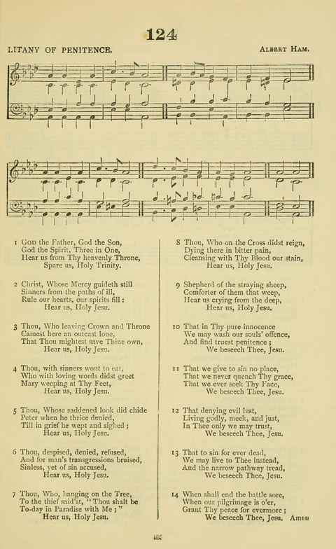 The Durham Mission Tune Book: with supplement, containting one hundred and fifty-nine hymn tunes, chants and litanies for the durham mission hymn-book (2nd ed.) page 105