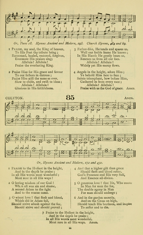 The Durham Mission Tune Book: with supplement, containting one hundred and fifty-nine hymn tunes, chants and litanies for the durham mission hymn-book (2nd ed.) page 65