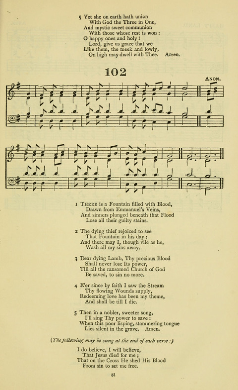 The Durham Mission Tune Book: with supplement, containting one hundred and fifty-nine hymn tunes, chants and litanies for the durham mission hymn-book (2nd ed.) page 81