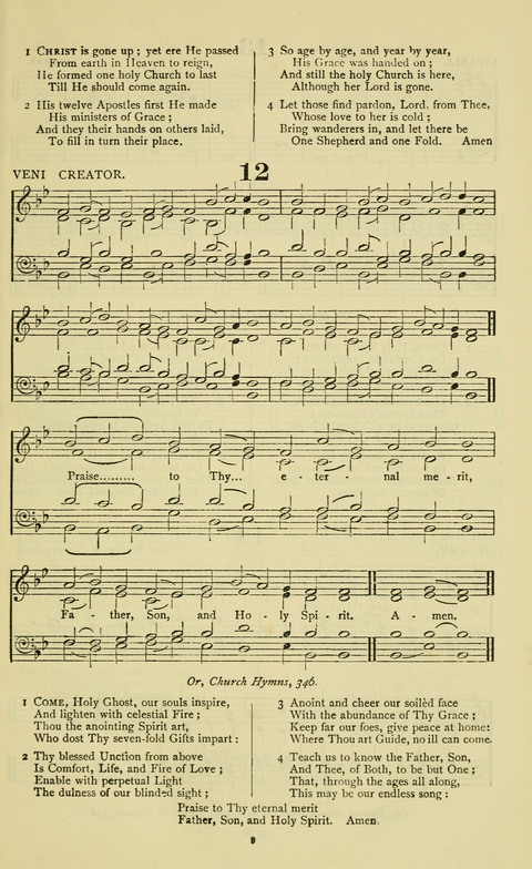 The Durham Mission Tune Book: with supplement, containting one hundred and fifty-nine hymn tunes, chants and litanies for the durham mission hymn-book (2nd ed.) page 9