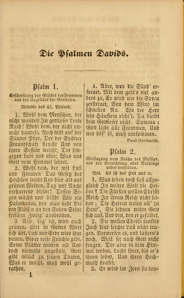 Die Psalmen Davids: nebst einer Sammlung Geistlicher lieder für Oeffentlichen und Privat-Gottesdienst page 1