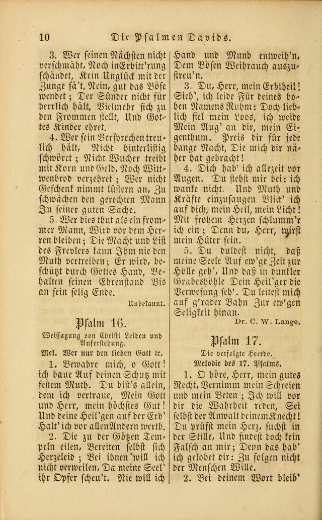 Die Psalmen Davids: nebst einer Sammlung Geistlicher lieder für Oeffentlichen und Privat-Gottesdienst page 10