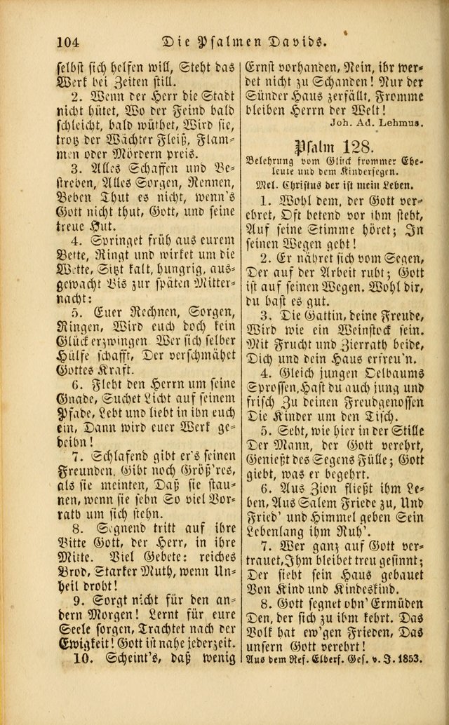 Die Psalmen Davids: nebst einer Sammlung Geistlicher lieder für Oeffentlichen und Privat-Gottesdienst page 104