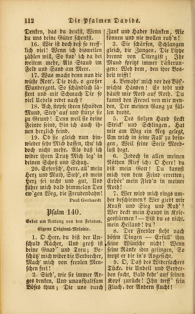 Die Psalmen Davids: nebst einer Sammlung Geistlicher lieder für Oeffentlichen und Privat-Gottesdienst page 112