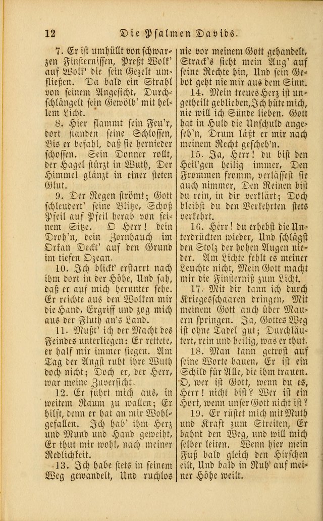 Die Psalmen Davids: nebst einer Sammlung Geistlicher lieder für Oeffentlichen und Privat-Gottesdienst page 12