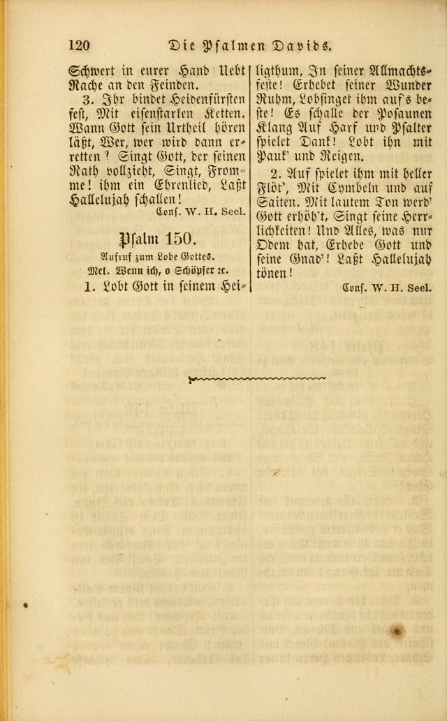 Die Psalmen Davids: nebst einer Sammlung Geistlicher lieder für Oeffentlichen und Privat-Gottesdienst page 120