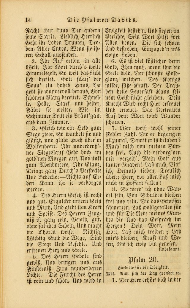 Die Psalmen Davids: nebst einer Sammlung Geistlicher lieder für Oeffentlichen und Privat-Gottesdienst page 14