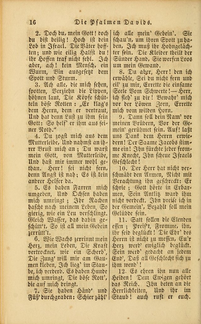 Die Psalmen Davids: nebst einer Sammlung Geistlicher lieder für Oeffentlichen und Privat-Gottesdienst page 16