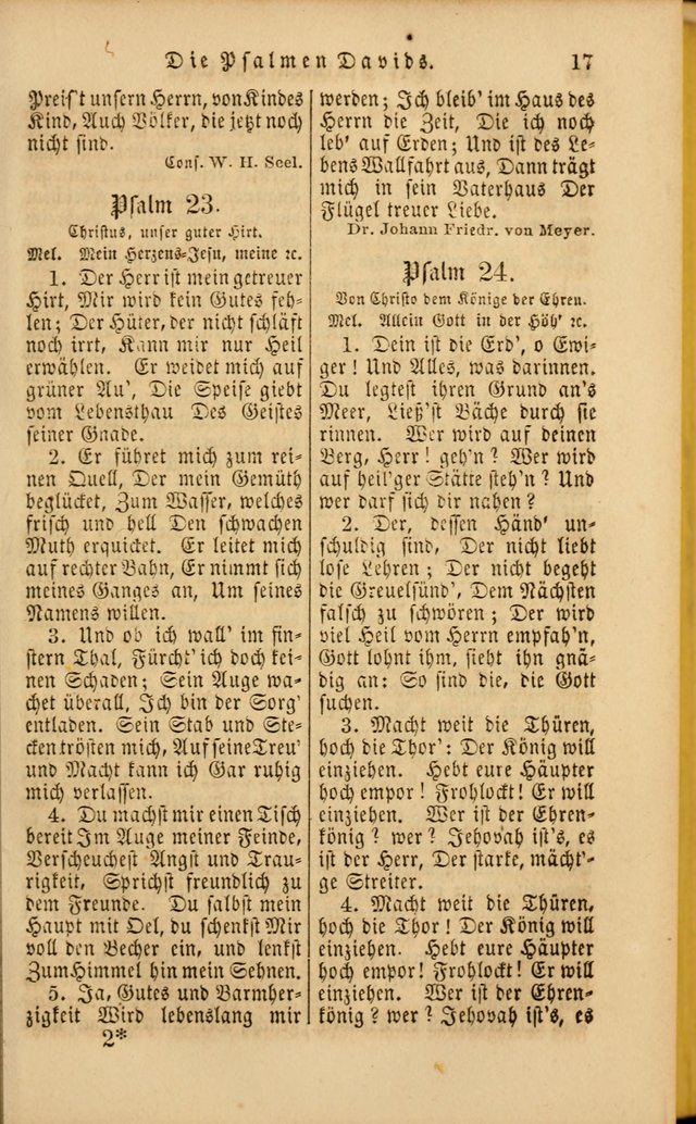 Die Psalmen Davids: nebst einer Sammlung Geistlicher lieder für Oeffentlichen und Privat-Gottesdienst page 17