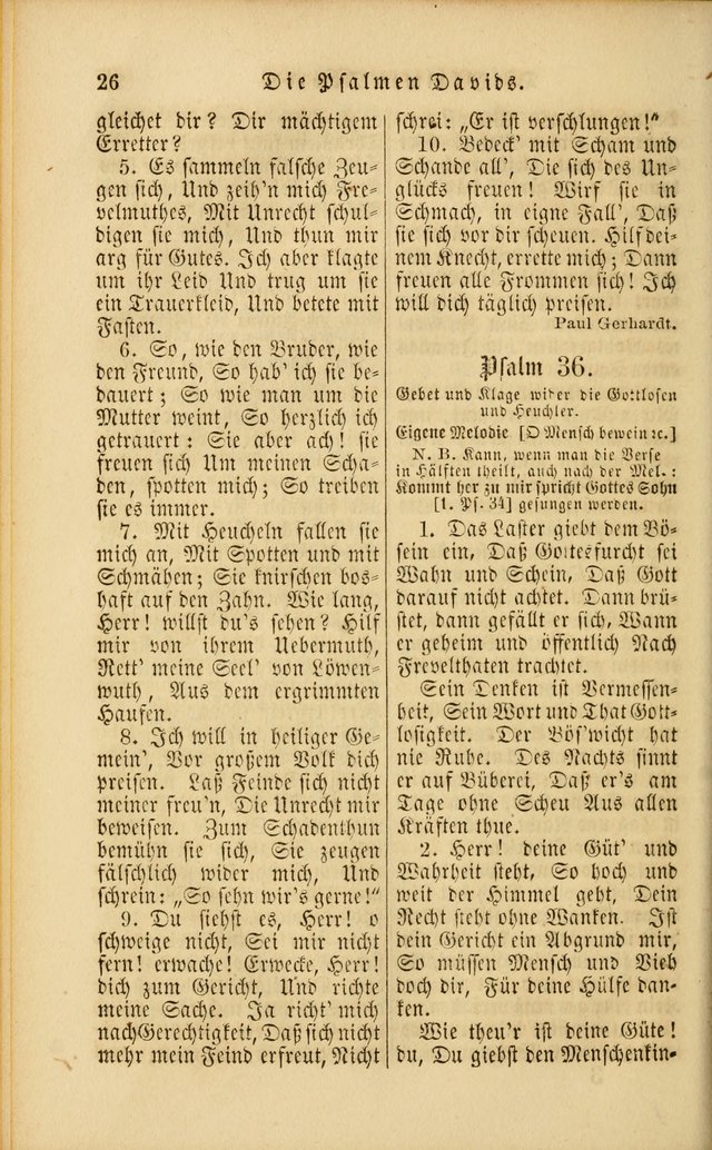 Die Psalmen Davids: nebst einer Sammlung Geistlicher lieder für Oeffentlichen und Privat-Gottesdienst page 26