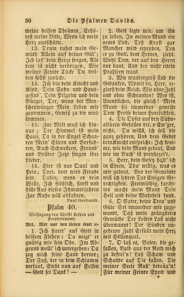 Die Psalmen Davids: nebst einer Sammlung Geistlicher lieder für Oeffentlichen und Privat-Gottesdienst page 30