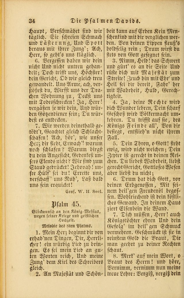 Die Psalmen Davids: nebst einer Sammlung Geistlicher lieder für Oeffentlichen und Privat-Gottesdienst page 34