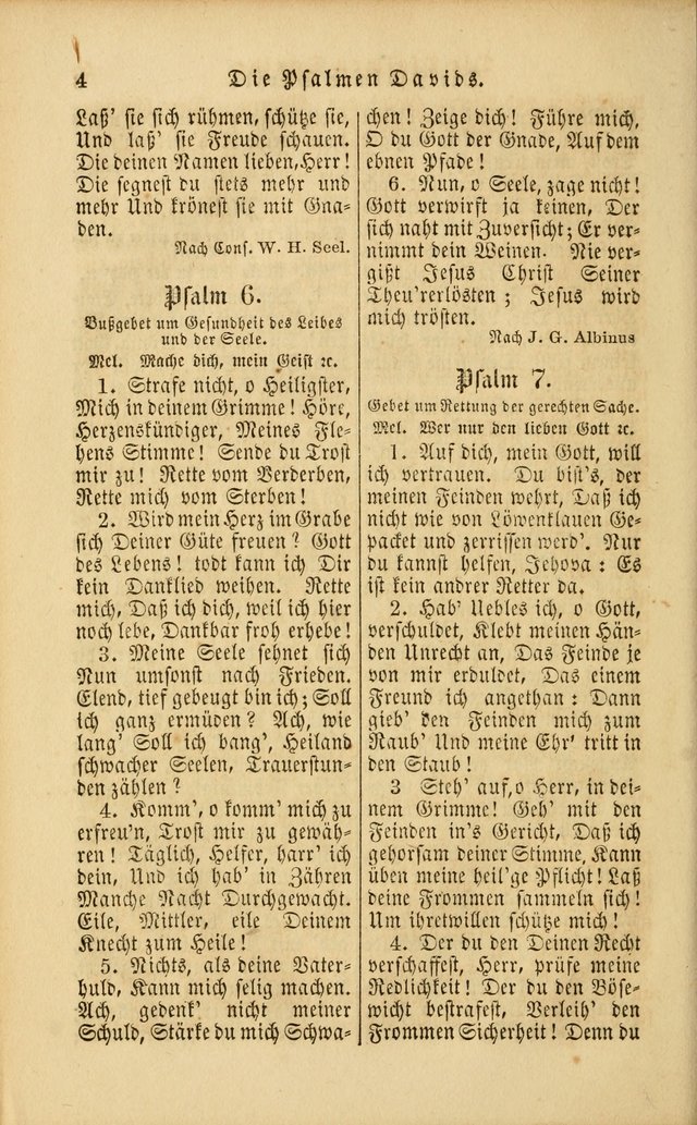 Die Psalmen Davids: nebst einer Sammlung Geistlicher lieder für Oeffentlichen und Privat-Gottesdienst page 4