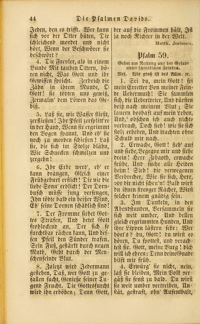 Die Psalmen Davids: nebst einer Sammlung Geistlicher lieder für Oeffentlichen und Privat-Gottesdienst page 44