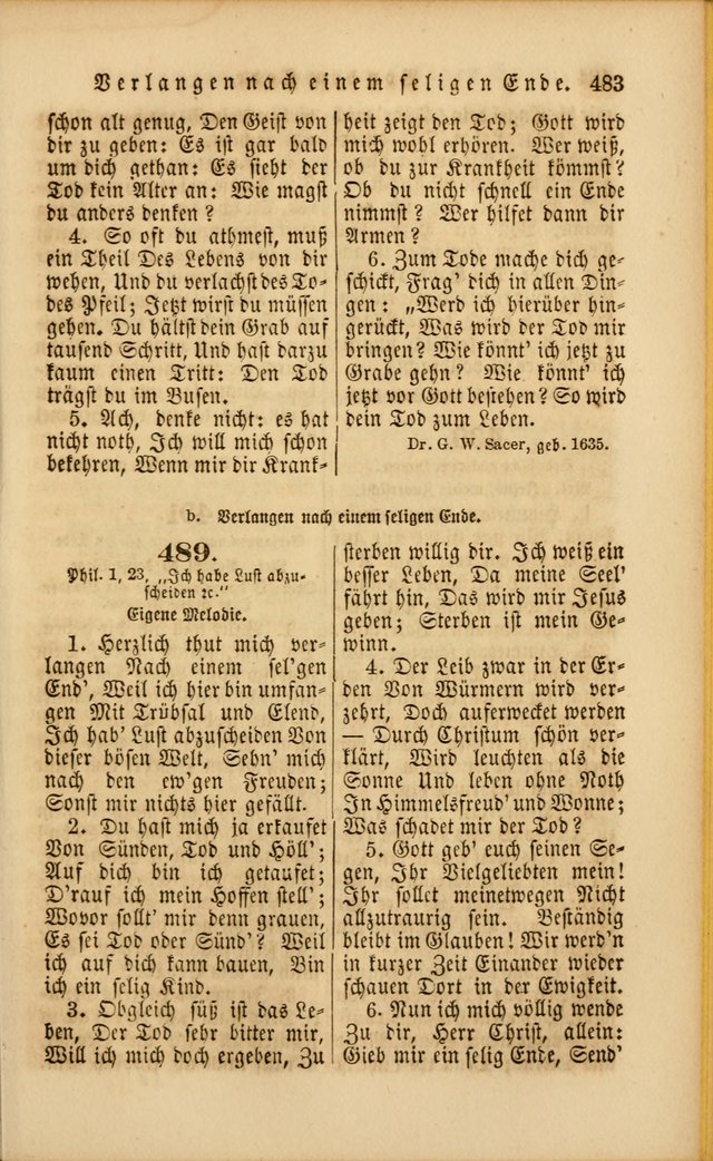 Die Psalmen Davids: nebst einer Sammlung Geistlicher lieder für Oeffentlichen und Privat-Gottesdienst page 485