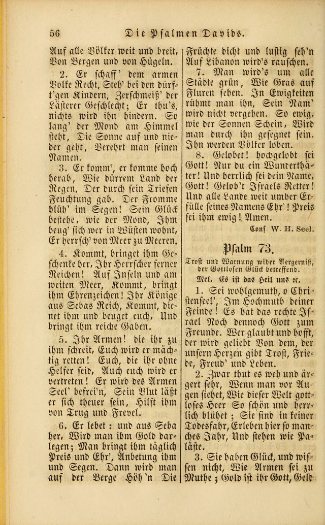 Die Psalmen Davids: nebst einer Sammlung Geistlicher lieder für Oeffentlichen und Privat-Gottesdienst page 56