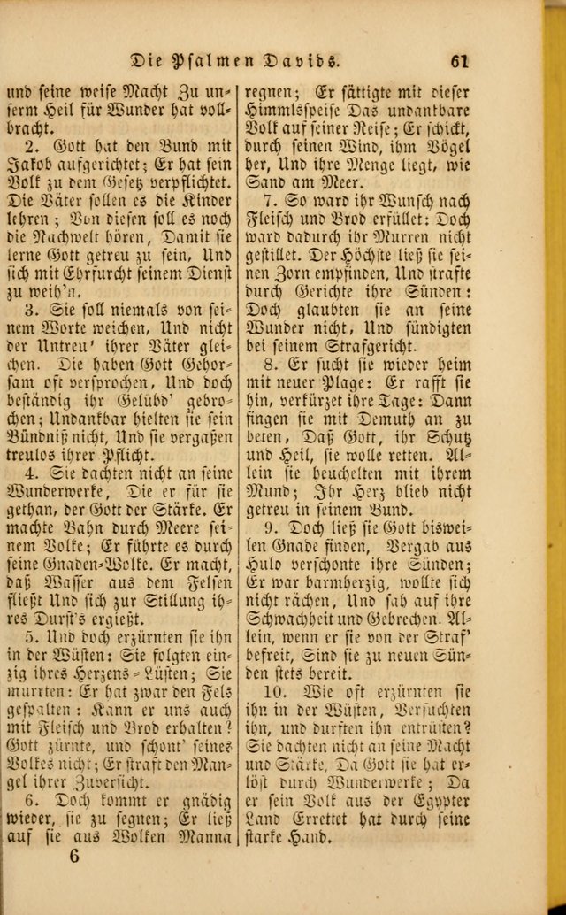 Die Psalmen Davids: nebst einer Sammlung Geistlicher lieder für Oeffentlichen und Privat-Gottesdienst page 61