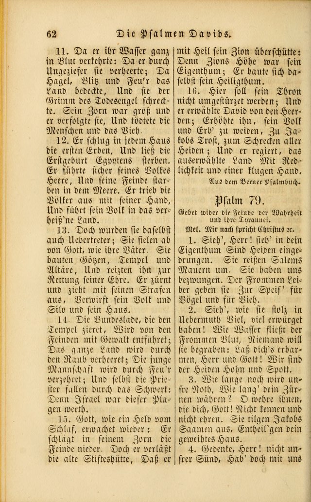 Die Psalmen Davids: nebst einer Sammlung Geistlicher lieder für Oeffentlichen und Privat-Gottesdienst page 62