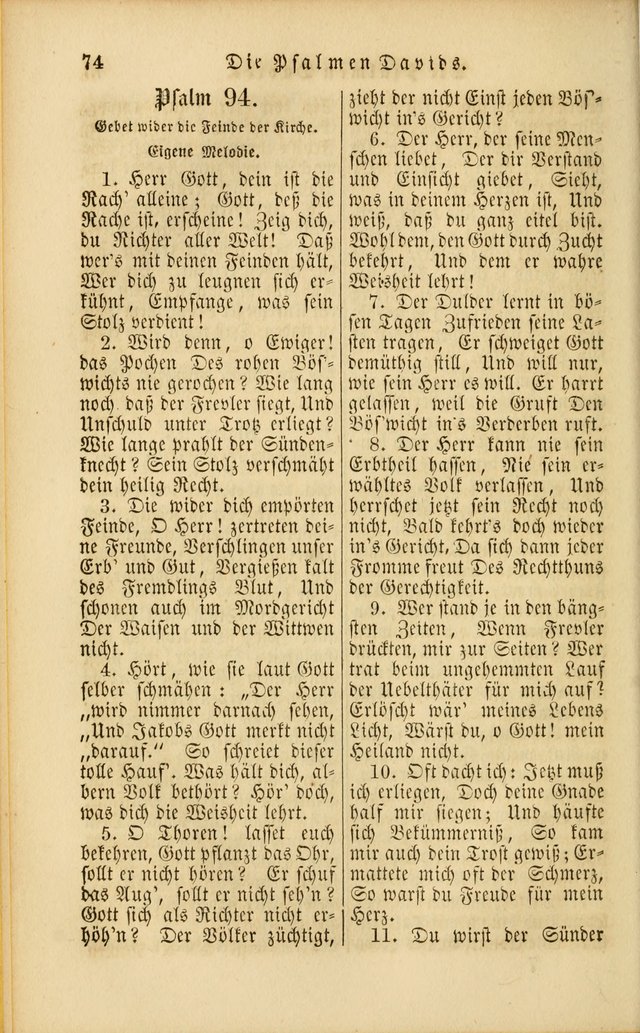 Die Psalmen Davids: nebst einer Sammlung Geistlicher lieder für Oeffentlichen und Privat-Gottesdienst page 74