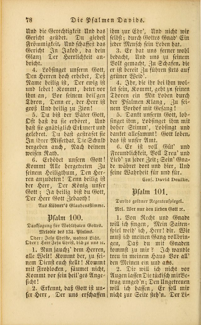 Die Psalmen Davids: nebst einer Sammlung Geistlicher lieder für Oeffentlichen und Privat-Gottesdienst page 78