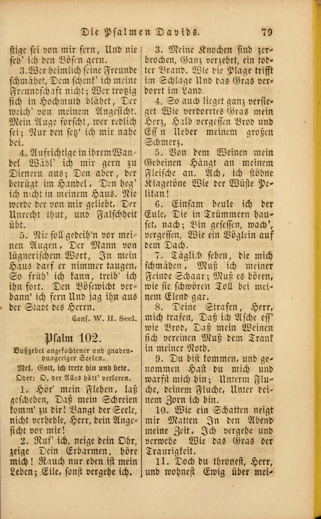 Die Psalmen Davids: nebst einer Sammlung Geistlicher lieder für Oeffentlichen und Privat-Gottesdienst page 79