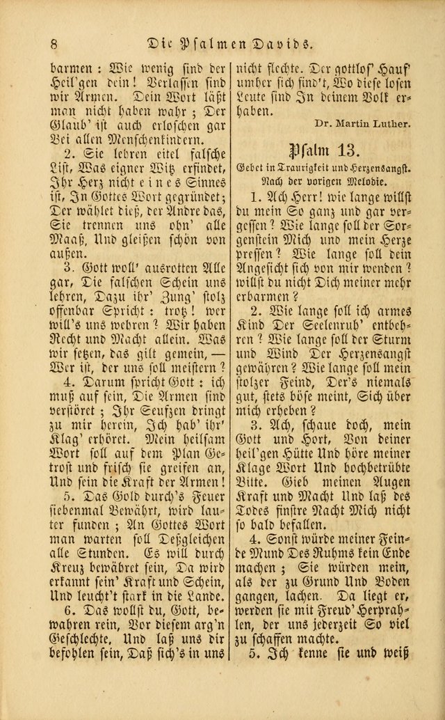 Die Psalmen Davids: nebst einer Sammlung Geistlicher lieder für Oeffentlichen und Privat-Gottesdienst page 8