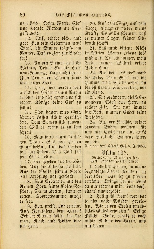 Die Psalmen Davids: nebst einer Sammlung Geistlicher lieder für Oeffentlichen und Privat-Gottesdienst page 80